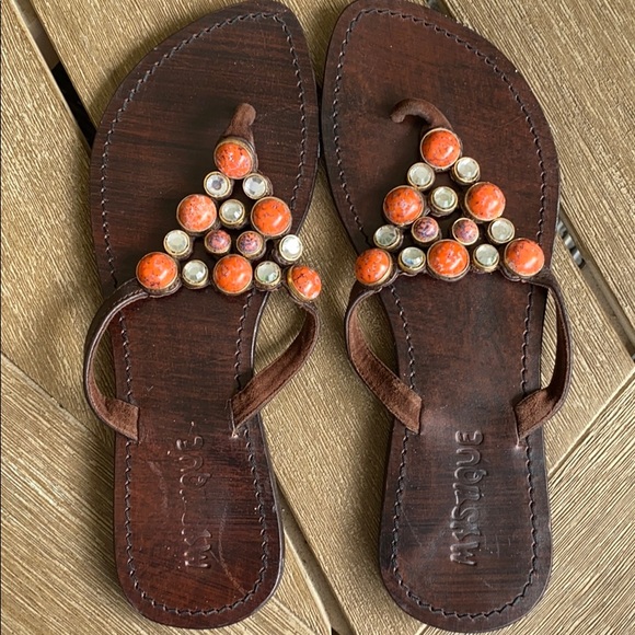 Mystique Boutique Shoes - Mystique Thong Sandals Coral Crystal Flip Flops 8